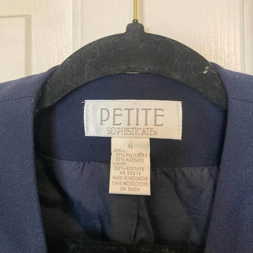 Petite Sophisticate Vintage Blazer Navy White Stripes Nautical Size 6 - Picture 4 of 6